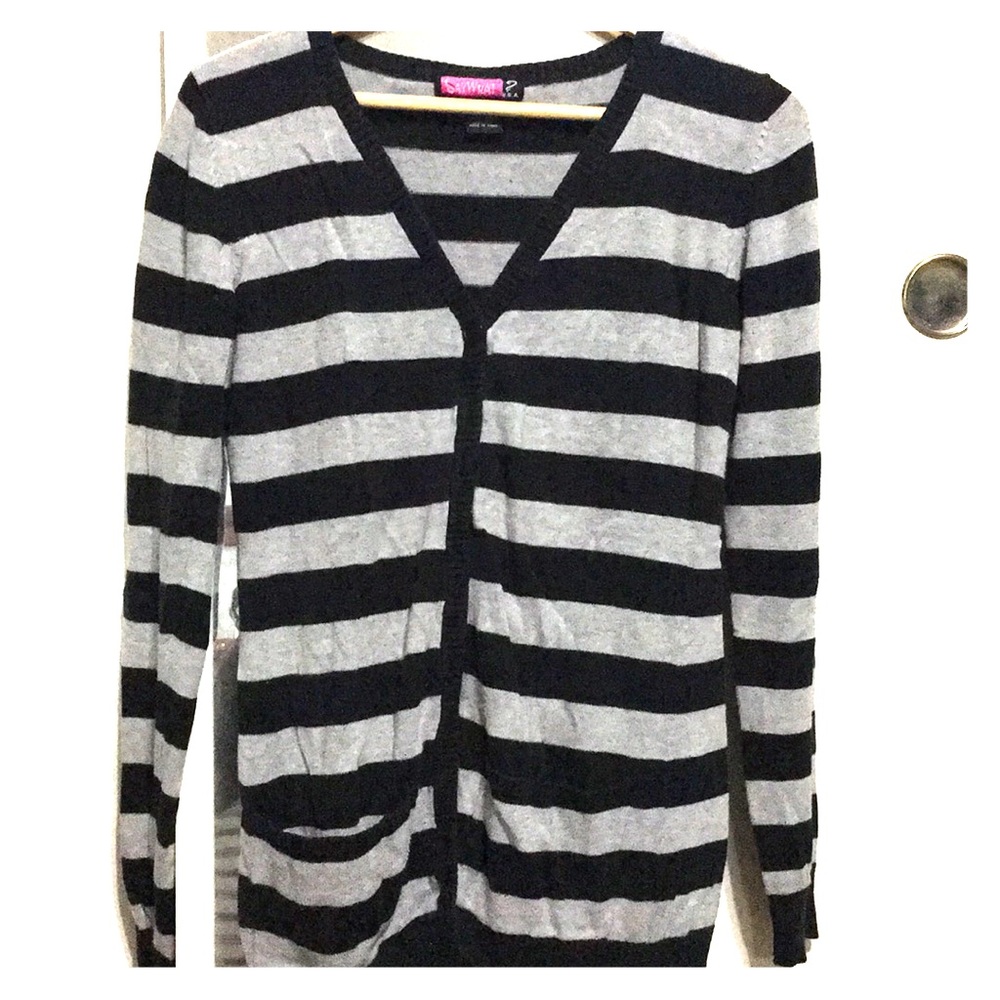 Grey and black Striped cardigan